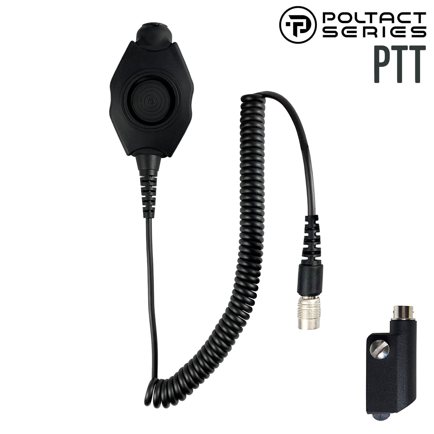 Tactical Radio Adapter/PTT for Headset w/ Quick Disconnect(Hirose): US/Civilian/"Peltor" Wiring, Select ComTac III, XPI Models & Select Helicopter Headsets - Icom IC-SAT100, F52D/62D, F3261/3360/3400, F4400/5400/6400, F7010, F9011, M85 & More