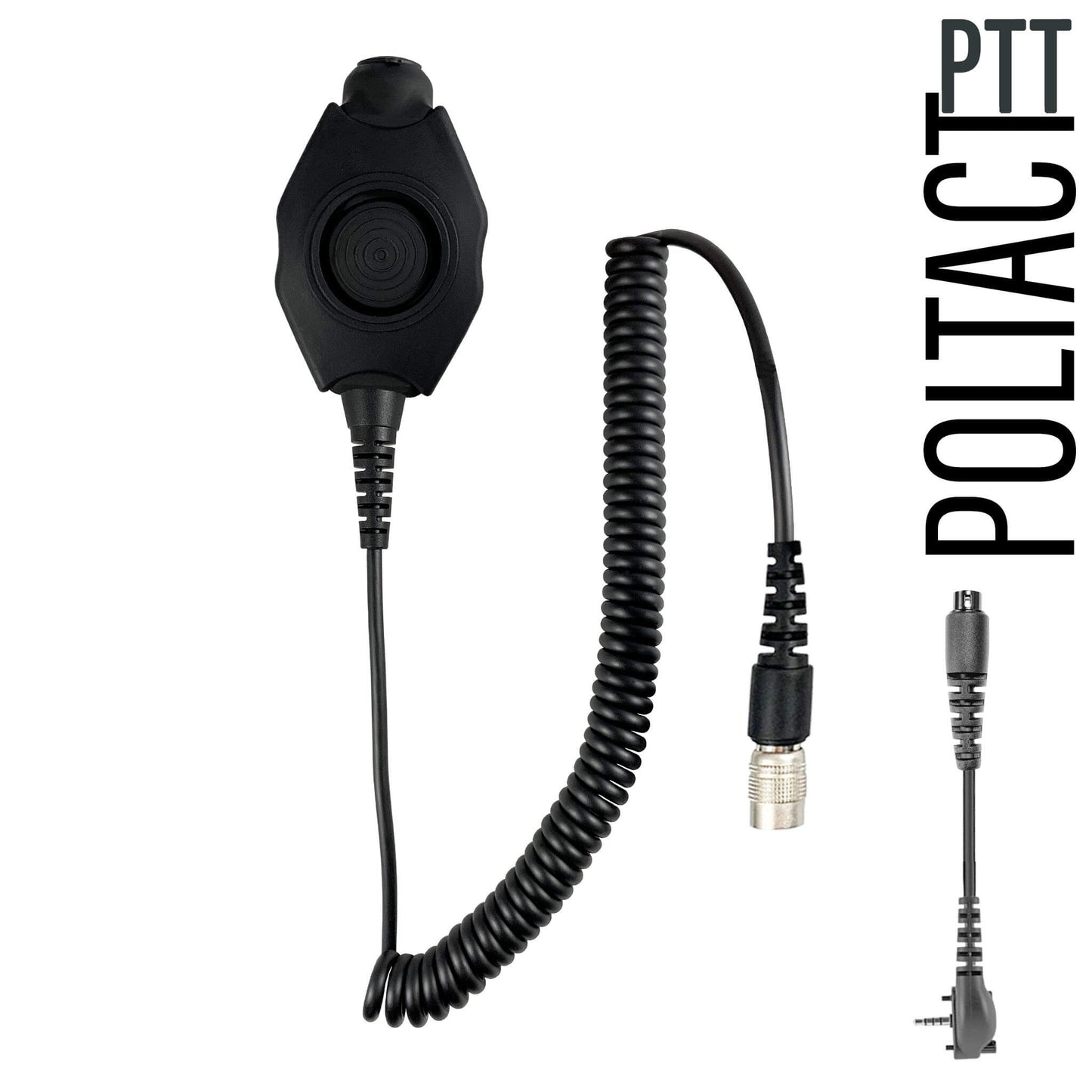Tactical Radio Adapter/PTT for Headset(Hirose)(w/ Electret Mic): NATO/Military Wiring, OTTO, 3M Peltor ComTac, XPI, Helicopter, & More - Vertex: 1 Pin w/ Security Screws