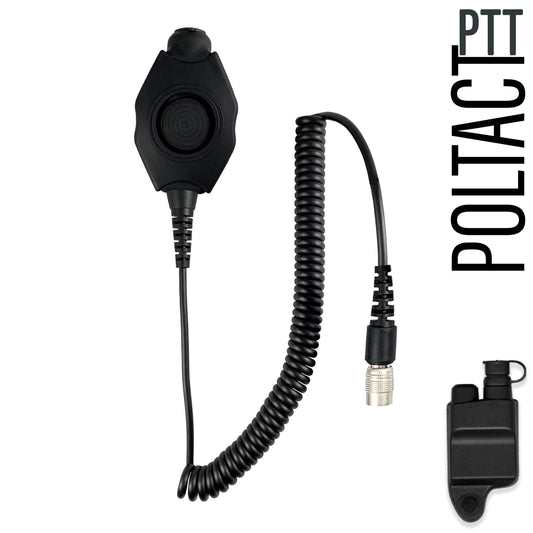 Tactical Radio Adapter/PTT for Headset w/ Quick Disconnect(Hirose): US/Civilian/"Peltor" Wiring, Select ComTac III, XPI Models & Select Helicopter Headsets - Harris & M/A-Com 700P/Pi, 710P, P5100 / P7100 / P7200 Series & More