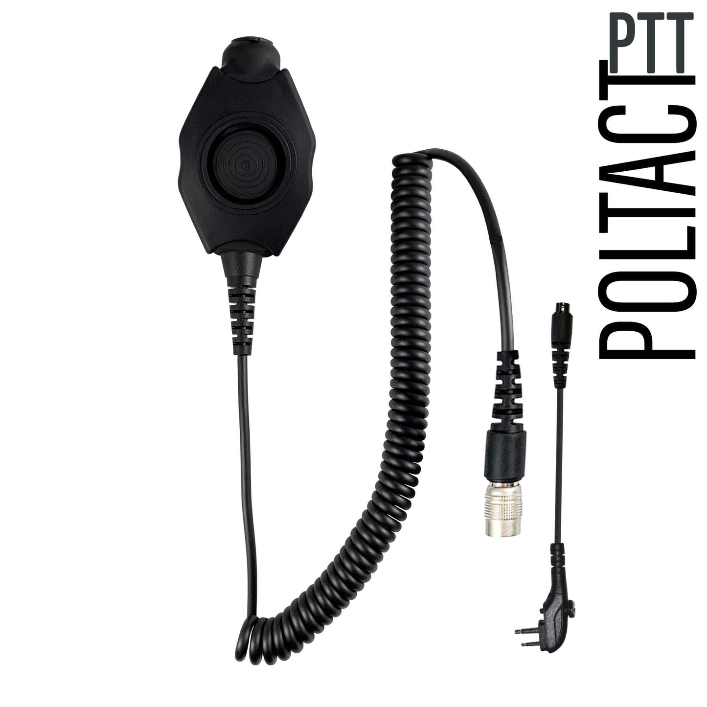 Tactical Radio Amplified PTT for Headset w/ Quick Disconnect(Hirose): NATO/Military Wiring, Gentex, Ops-Core, OTTO, 3M Peltor ComTac, XPI, MSA, Helicopter, & More - Hytera PD-501, PD-562, PD4 Series, TC-Series