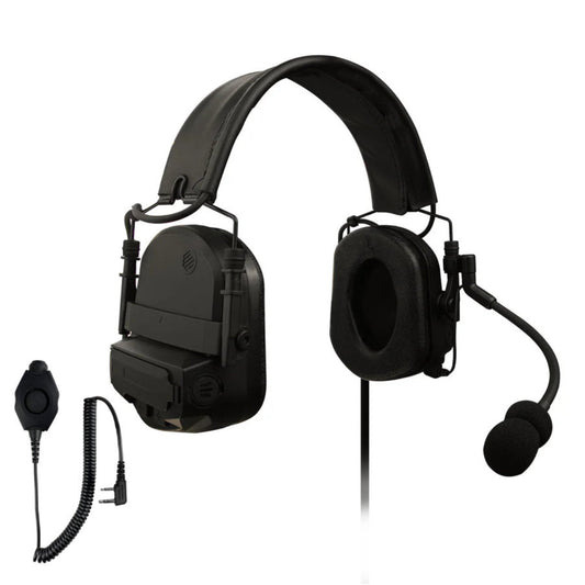 PolTact V2 Tactical Comms Helmet Headset w/ Active Hearing Protection - For Midland 2-Pin Radios (GXT/LXT Series)