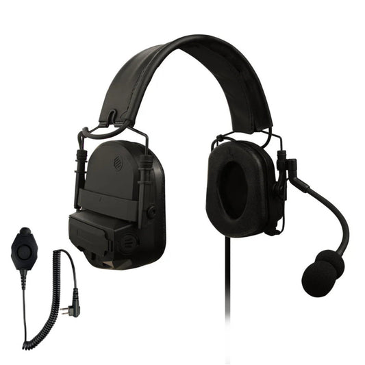 PolTact V2 Tactical Comms Helmet Headset w/ Active Hearing Protection - Yaesu 2 Pin: FT-65, FT25, FT-4XR, FT-4VR