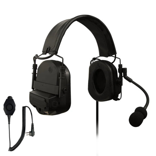 PolTact V2 Tactical Comms Helmet Headset w/ Active Hearing Protection - 2 Pin Motorola HYT Tekk BearCom Blackbox & More