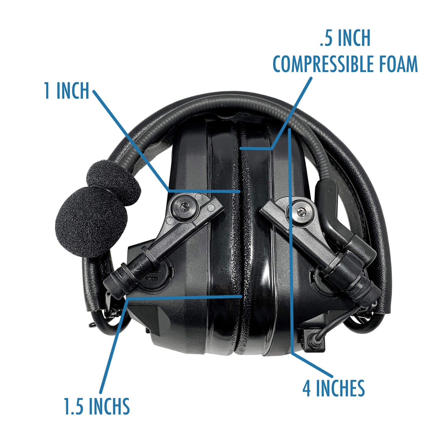 PolTact V1 Tactical Comms Headset w/ Active Hearing Protection & Quick Disconnect (Hirose) Adapter - Icom IC-SAT100, F52D/62D, F3261/3360/3400, F4400/5400/6400, F7010, F9011, M85 & More