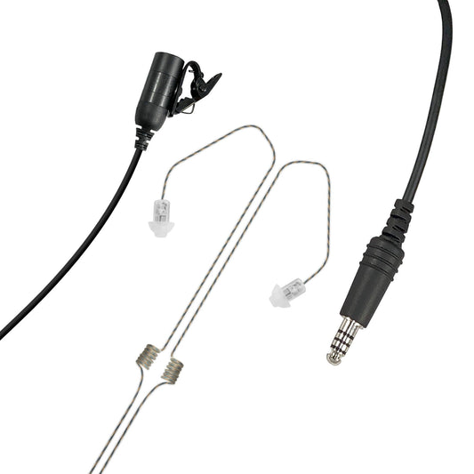 Tactical Mic / Dual Ear Invisible Tubeless Earpiece / TP-120/U174 Connector Kit - NATO Wired, No PTT Adapter
