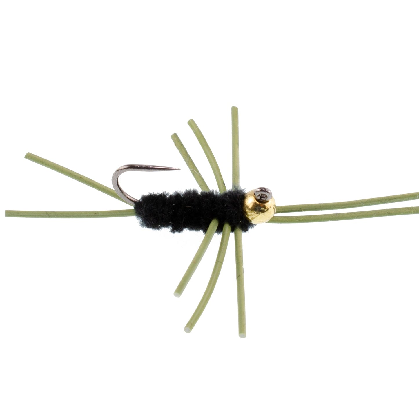 Barbless Pat's Rubber Legs Tungsten Bead Jigged Black Euro Nymph  - Set of 6 Flies Hook Size 10