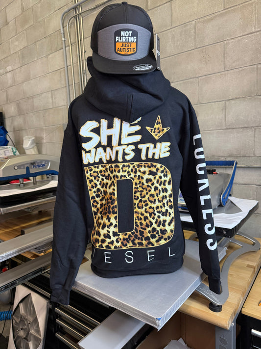 She Wants The Diesel Hoodie Leopard Edition