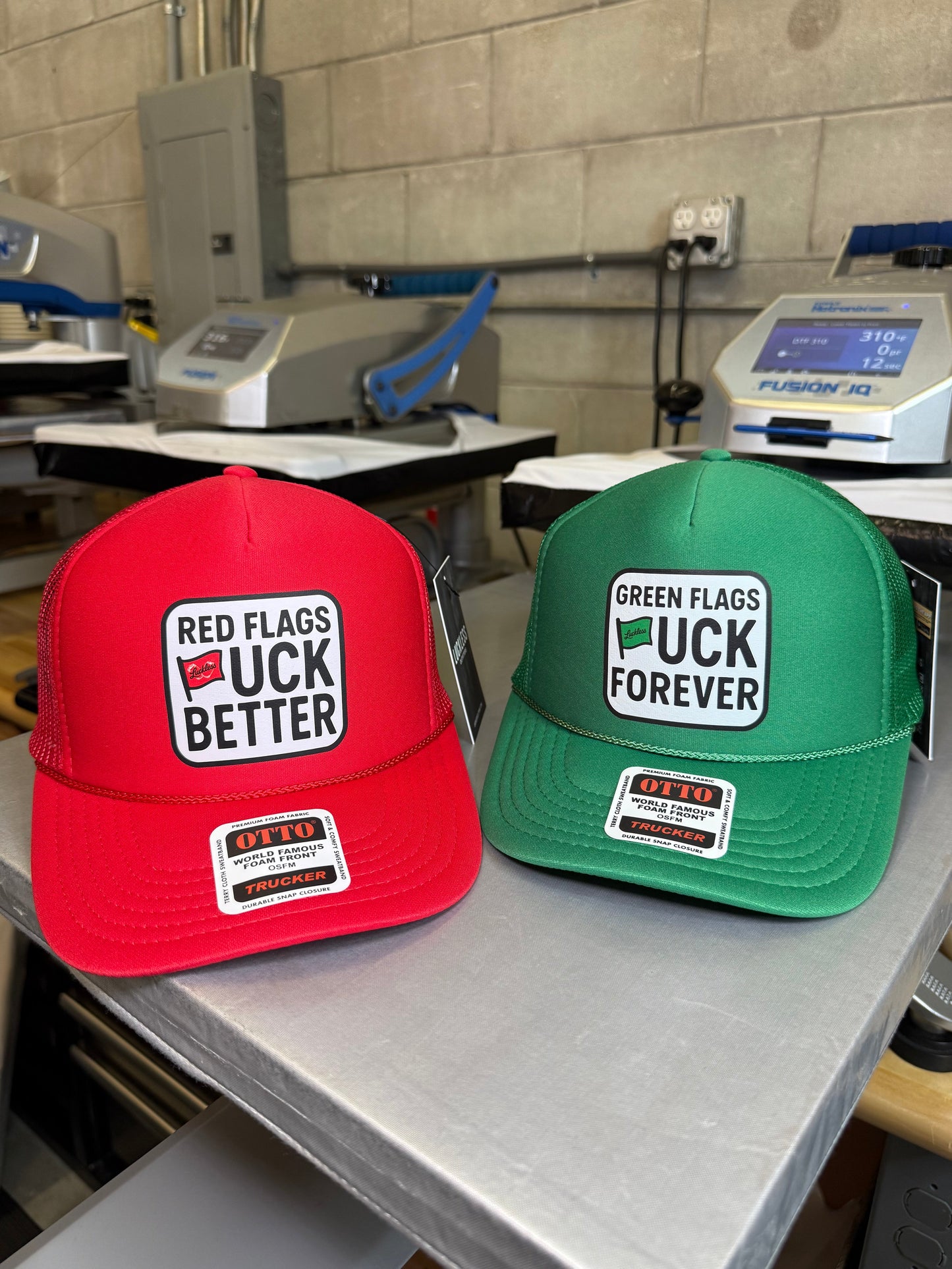 Green Flags F Forever Trucker Hat