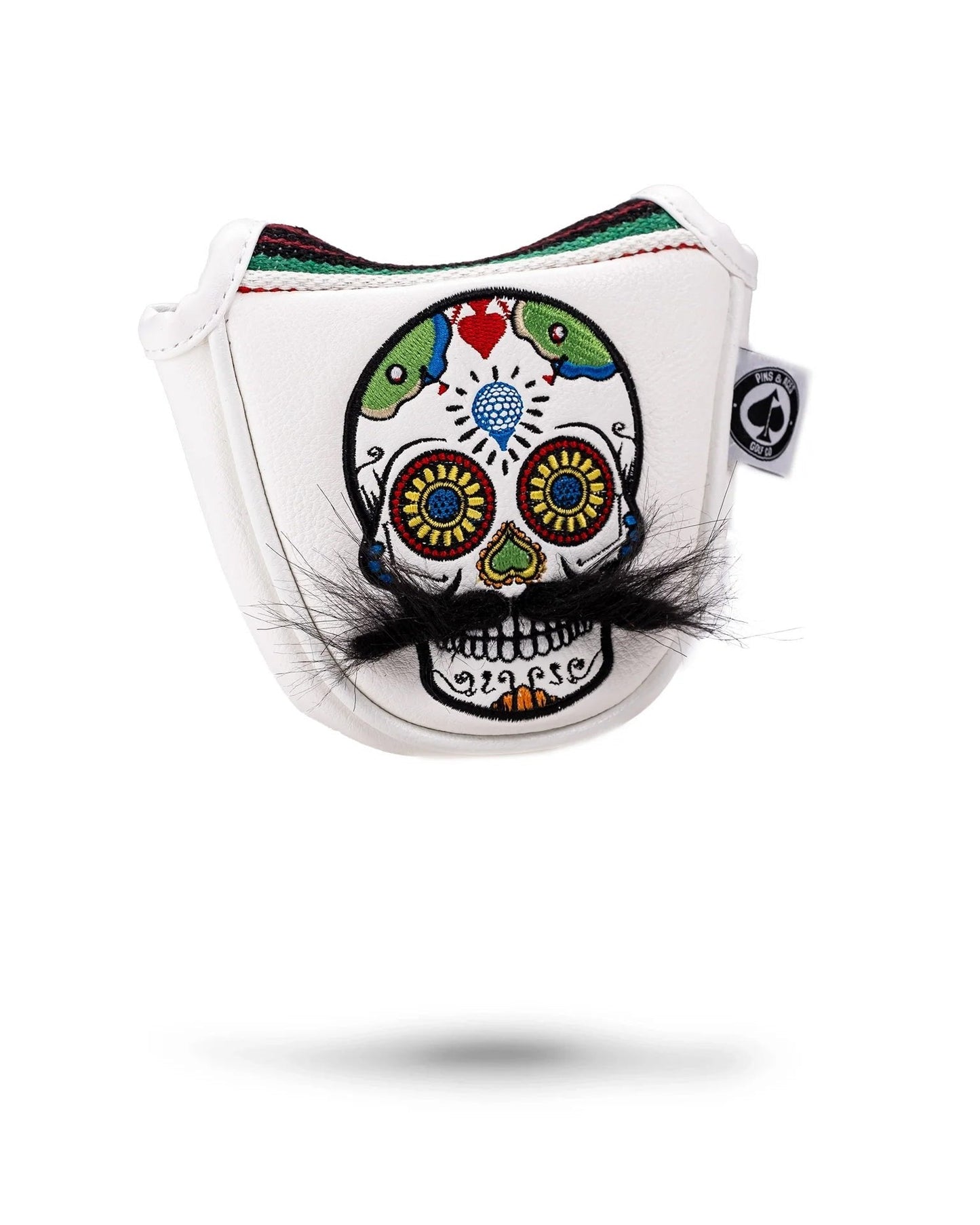 Mustache Sugar Skull - Mallet Putter Cover White