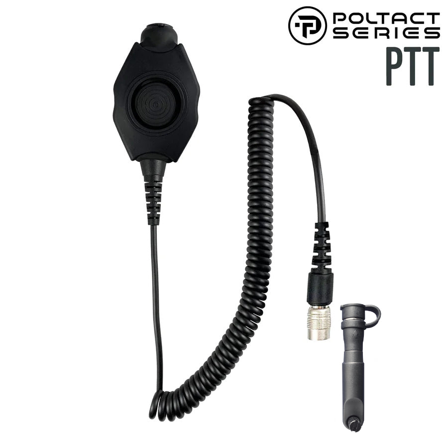 Tactical Radio Adapter/PTT for Headset w/ Quick Disconnect(Hirose): US/Civilian/"Peltor" Wiring, Select ComTac III, XPI Models & Select Helicopter Headsets - Hytera PD-6xx, HP6 & HP7 Series, X1e, X1p, Z1p & More