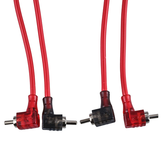 100% OFC Ultra Flex 2-Channel RCA with 90 Degree Ends, Dual Twist Wire, Red Braided Jacket - 6 ft
