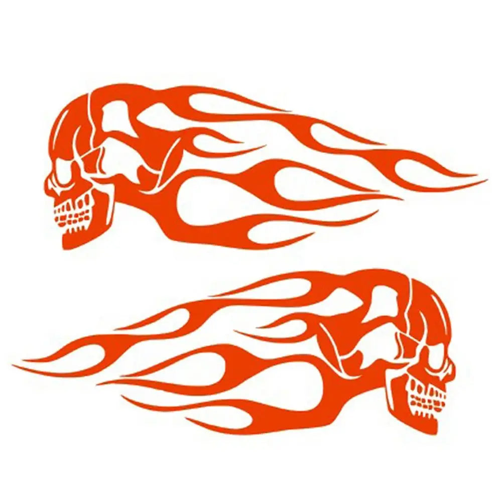 2Pcs/Set Flame Skulls Decals Motorcycle
