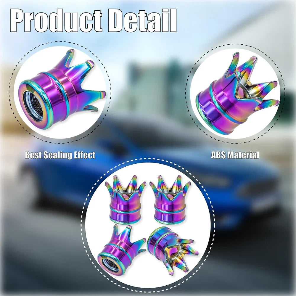 4PCS Crown Valve Stem Caps