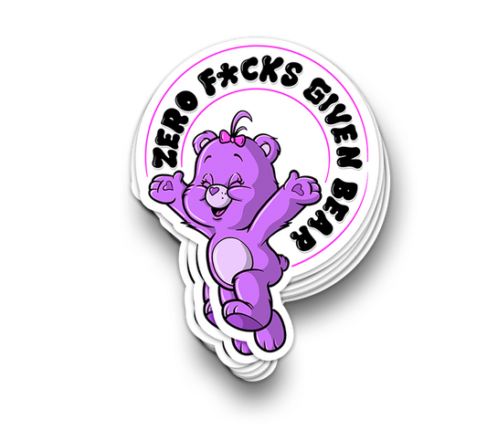 Zero Fs Bear - Funny Tumbler Stickers