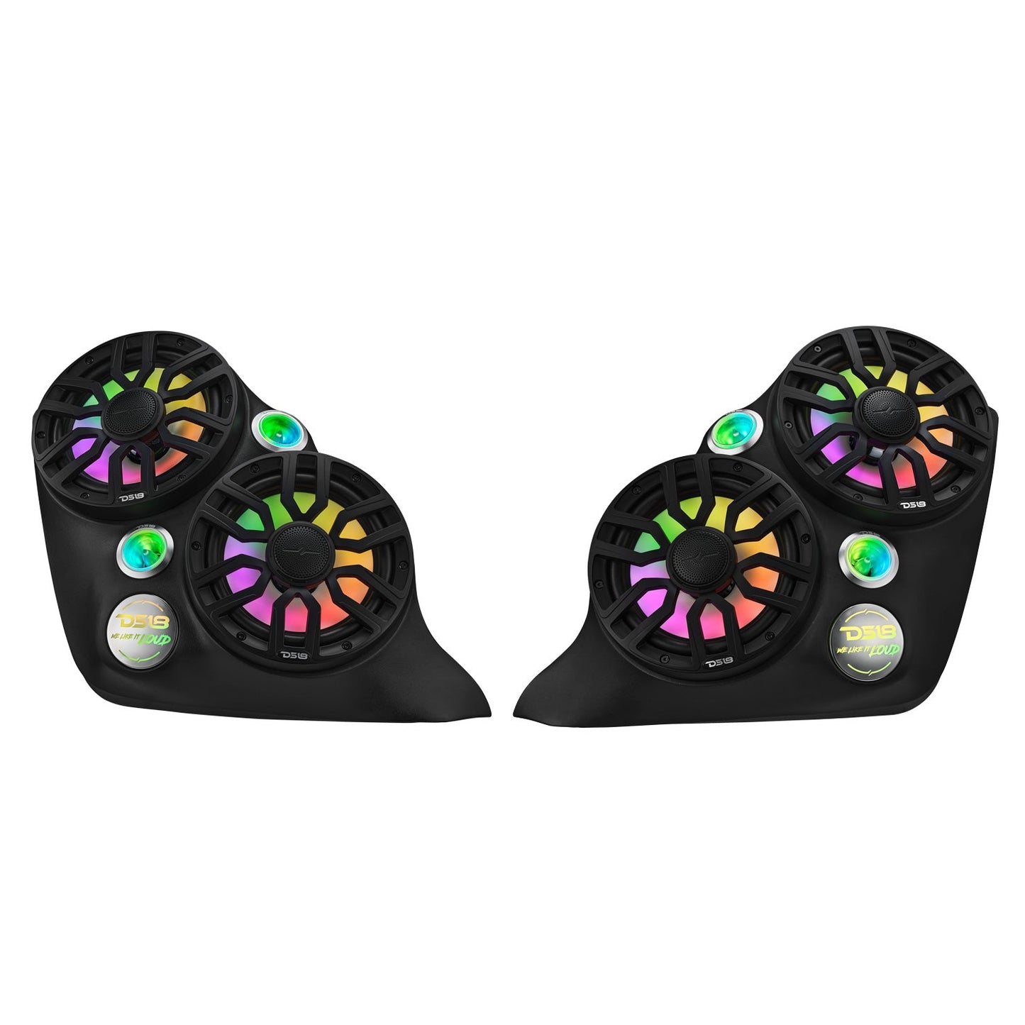 Polaris Slingshot Dual Front Fender 8” Loaded Speaker Pods with Digital LED Lighting