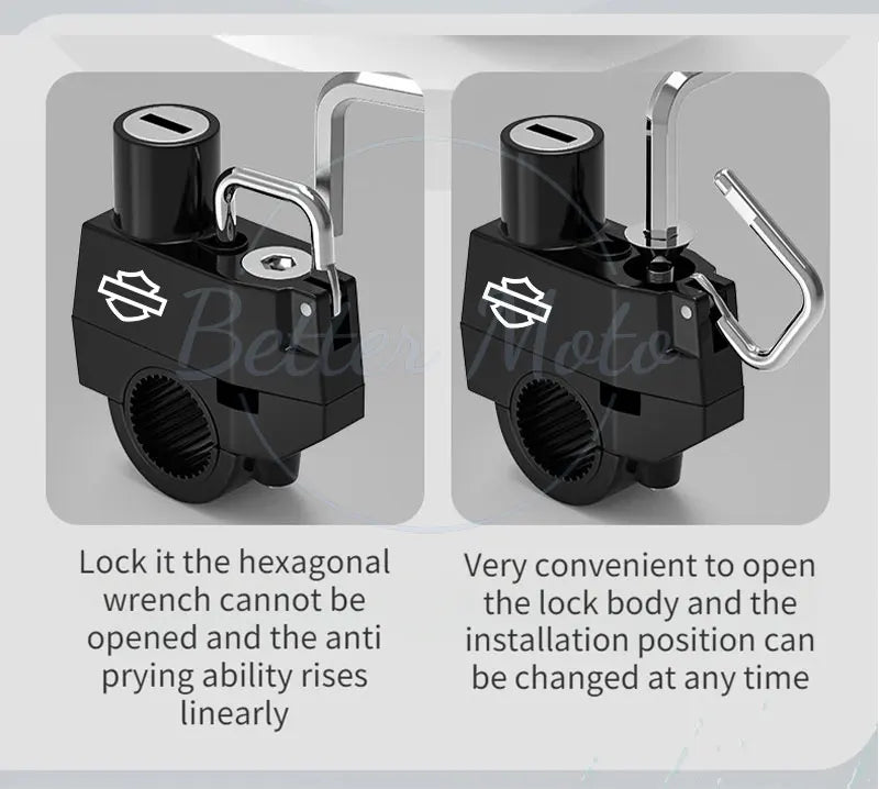 Motorcycle Helmet Lock Anti-theft Security Safety For Handlebar