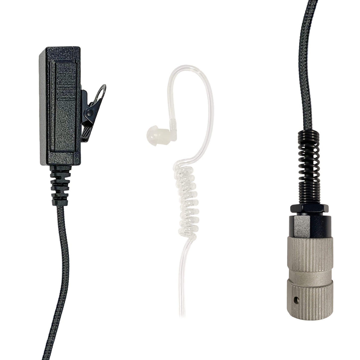 Tactical Braided Fiber Mic & Tube Earpiece Kit - Fits: Harris/Thales/Tri- PRC, Falcon Series, MBITR Series, (NATO U229/U329 Connector)