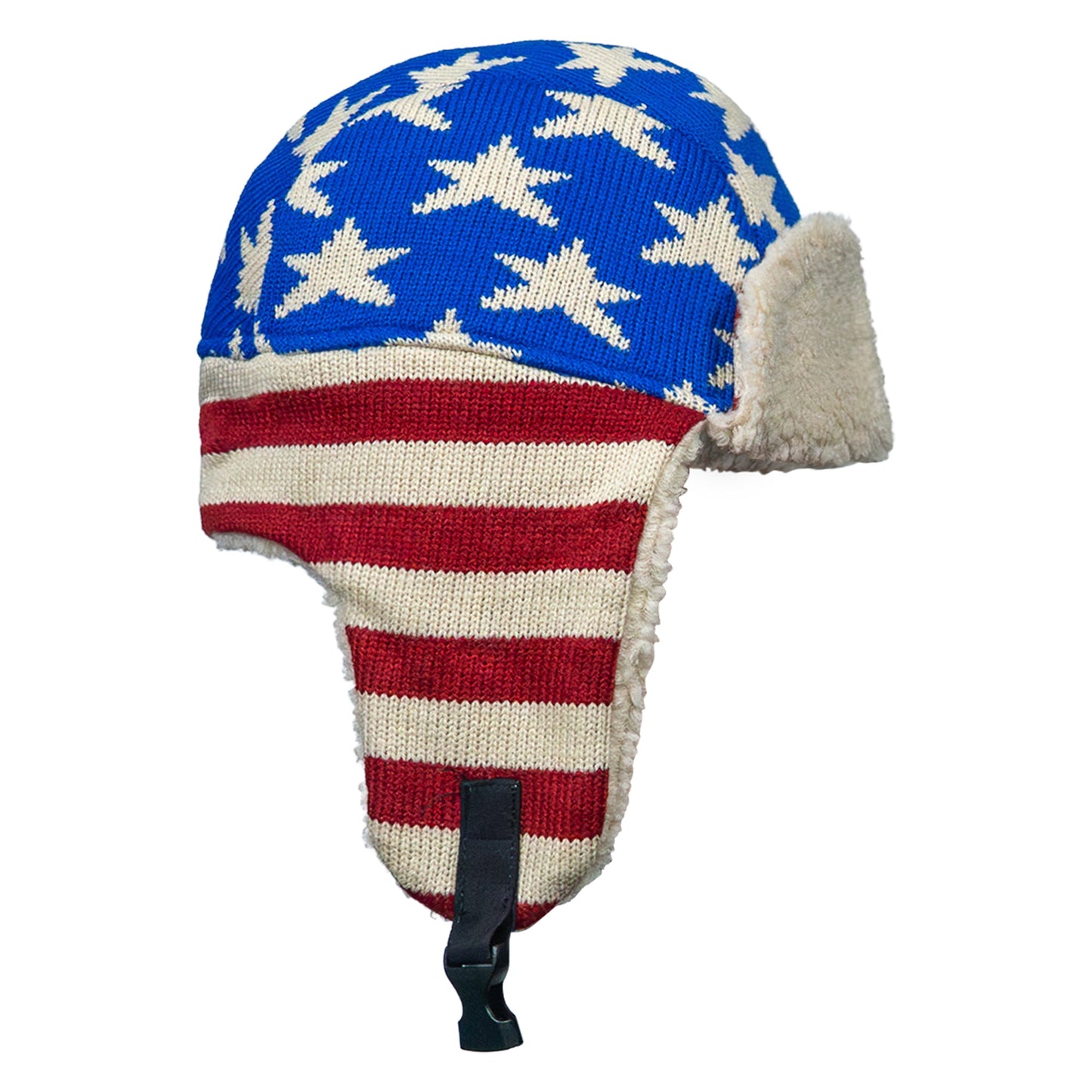 US Flag Wool Insulated Knitted Trapper Hat