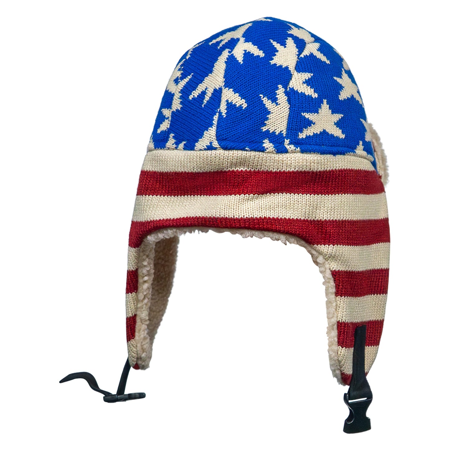 US Flag Wool Insulated Knitted Trapper Hat
