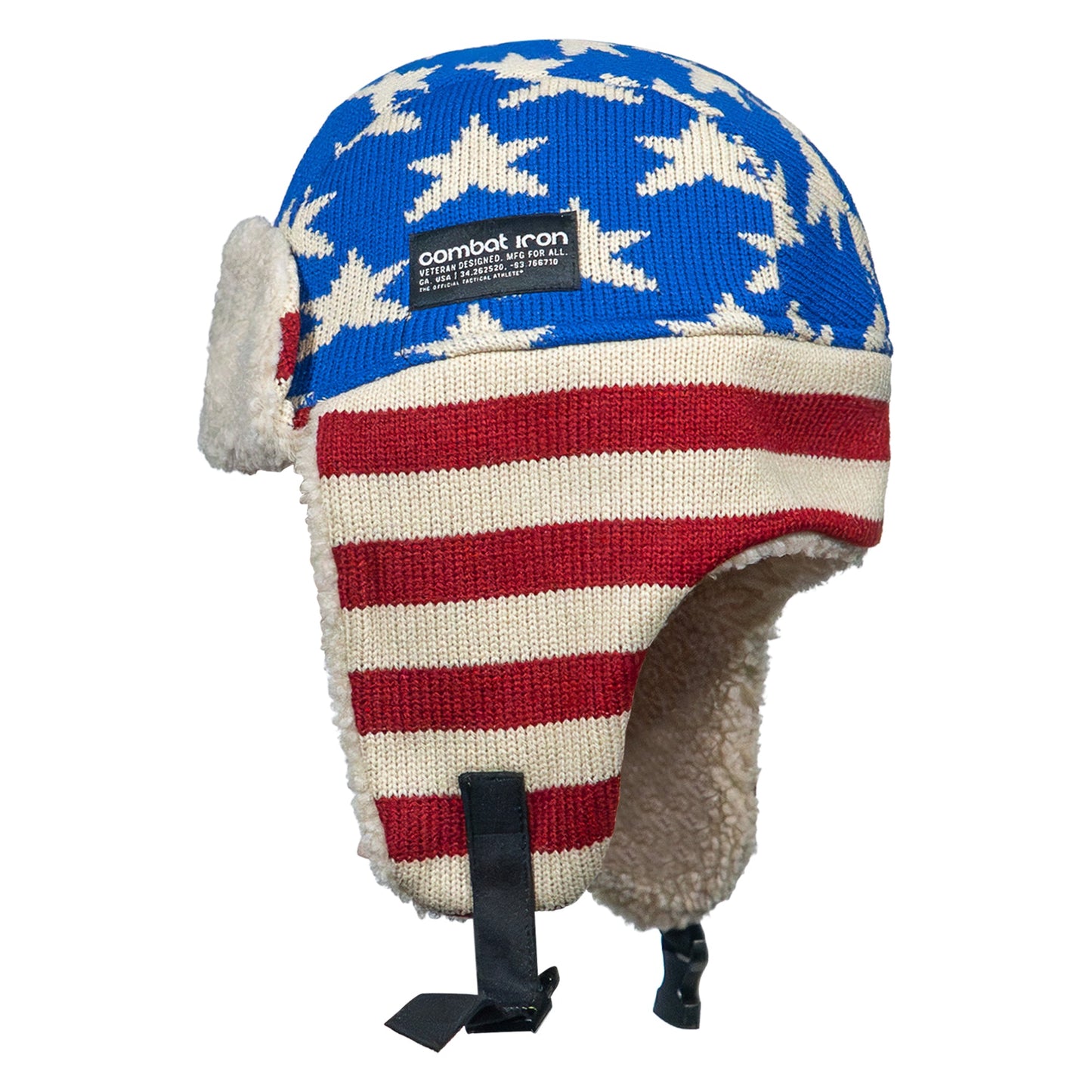 US Flag Wool Insulated Knitted Trapper Hat