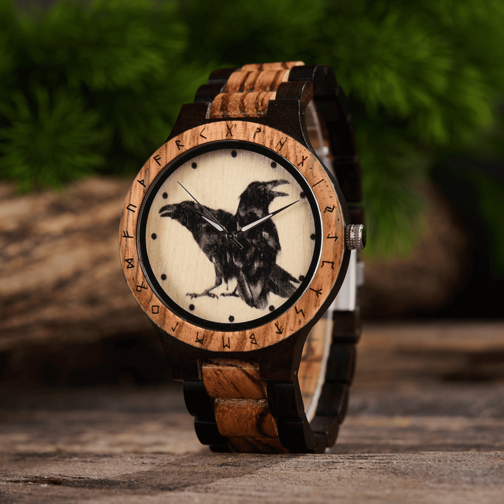 Personalized Raven's Handmade Wooden Watch