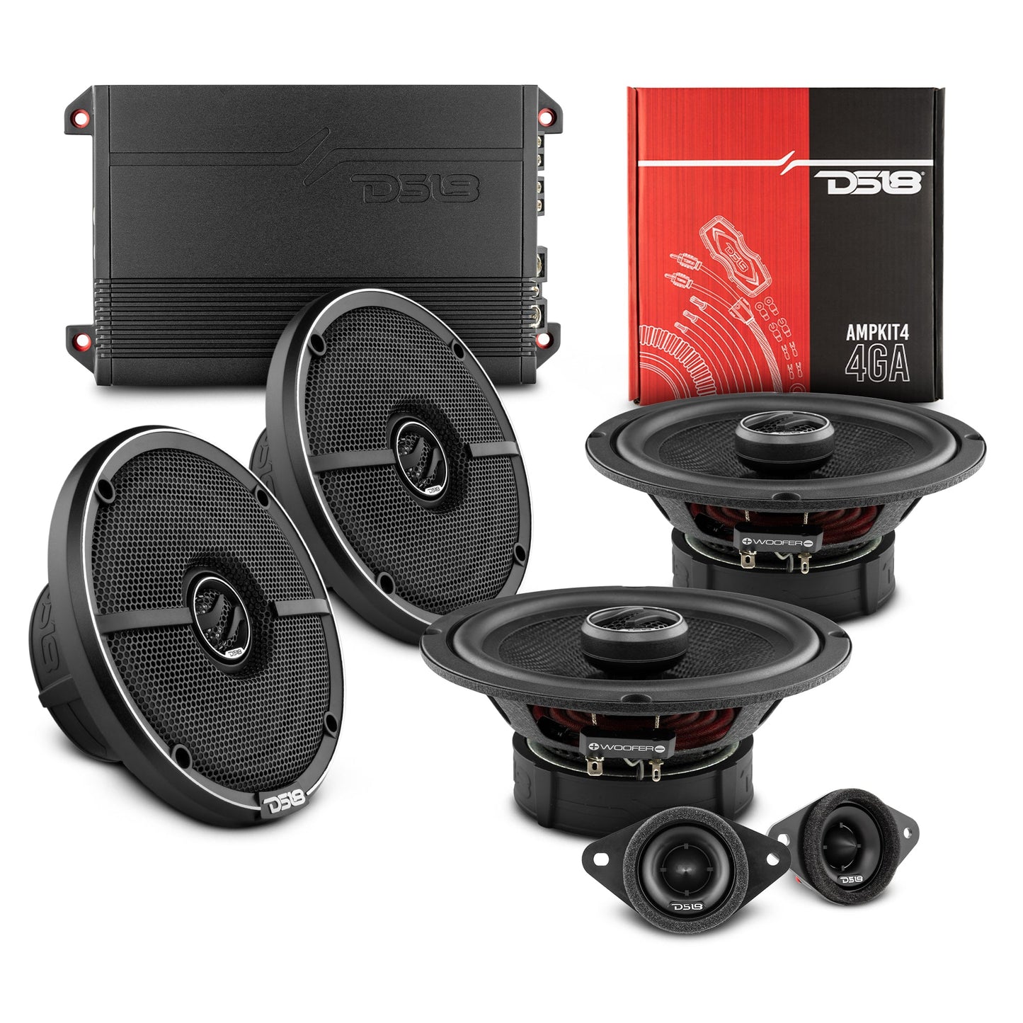 DS18 2014-2018 Toyota RAV4 Front and Back Doors Speakers Best Upgrade/Replacement Package 1600 Watts