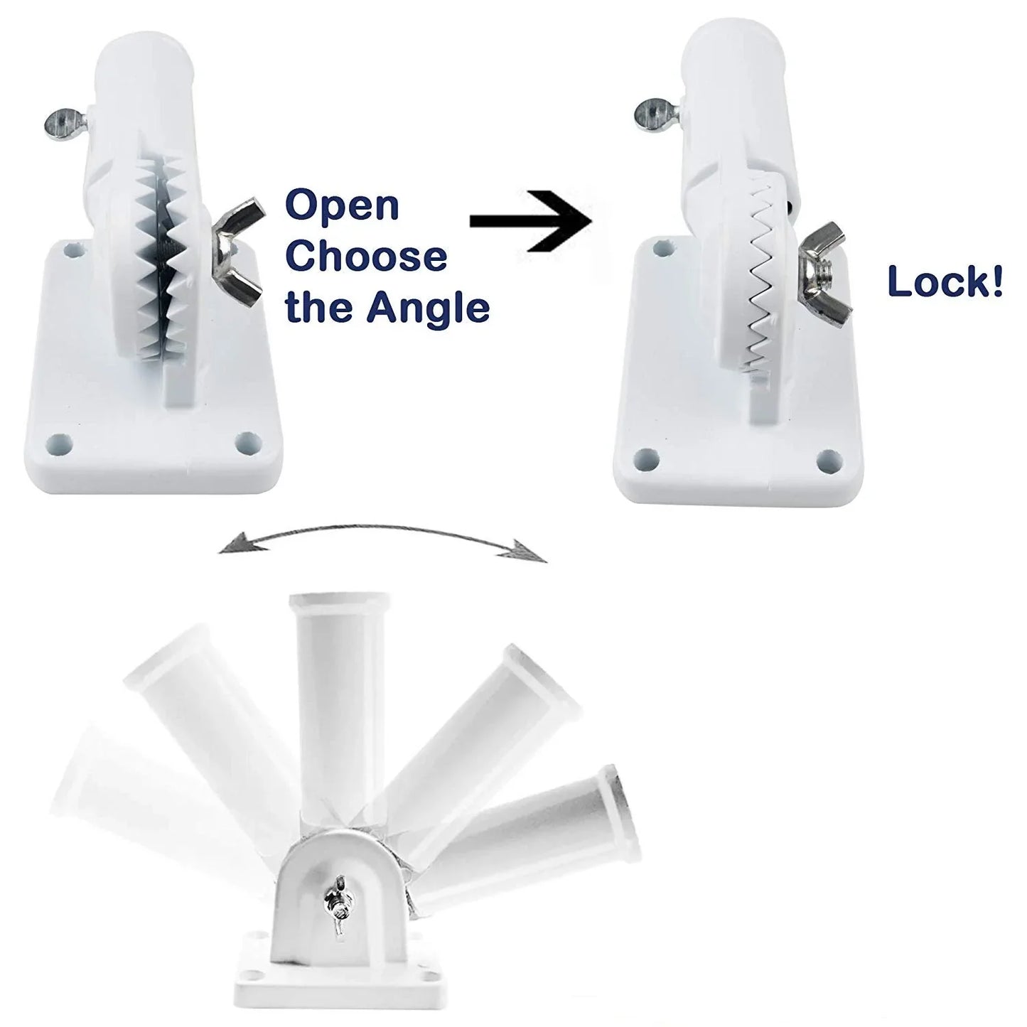 Adjustable Aluminum Flagpole Bracket - White