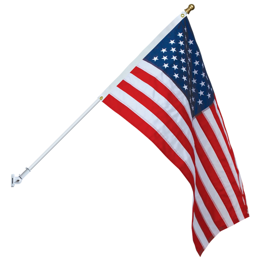 Non Tangle Flagpole Kit w/ Flag, Adjustable Bracket & Aluminum Pole
