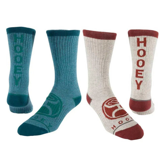 HOOey Athletic Crew 2-Pack (Teal / Grey) - Western Socks