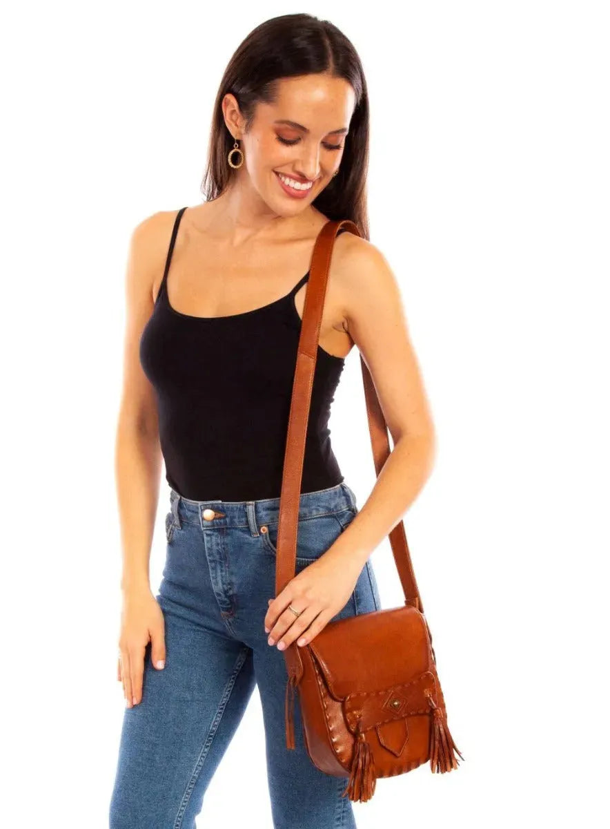 Scully Leather Brown Flap - Women's Handbag