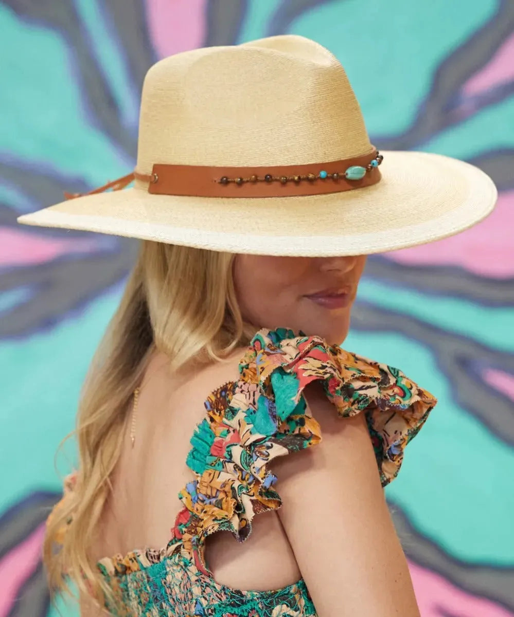 Peter Grimm Banks - Wide Brim Mexican Palm Straw Fedora Hat