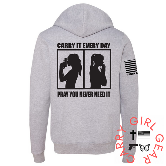 CARRY & PRAY Zippered Hoodie