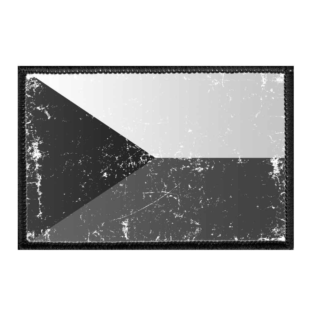 Czech Republic Flag - Black and White - Distressed - Removable Patch