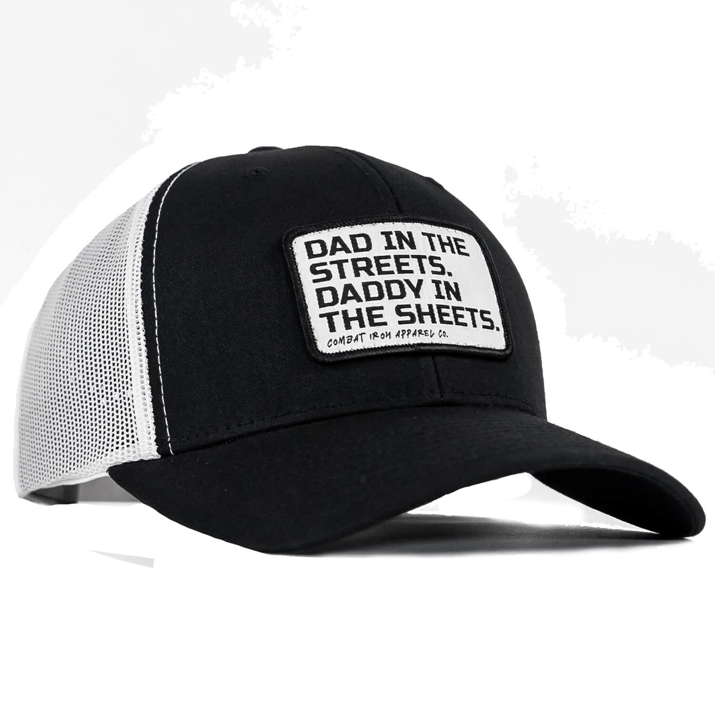 Dad In The Streets. Daddy In The Sheets. White Patch Snapback Hat