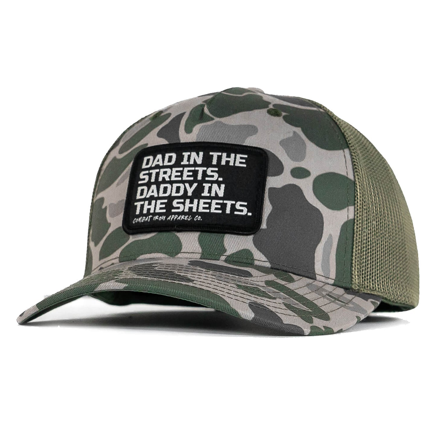 Dad In The Streets. Daddy In The Sheets. Black Patch Snapback Hat