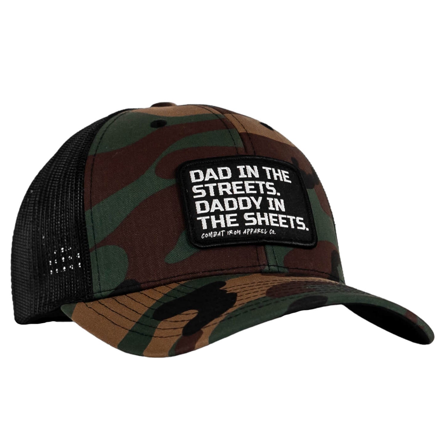 Dad In The Streets. Daddy In The Sheets. Black Patch Snapback Hat