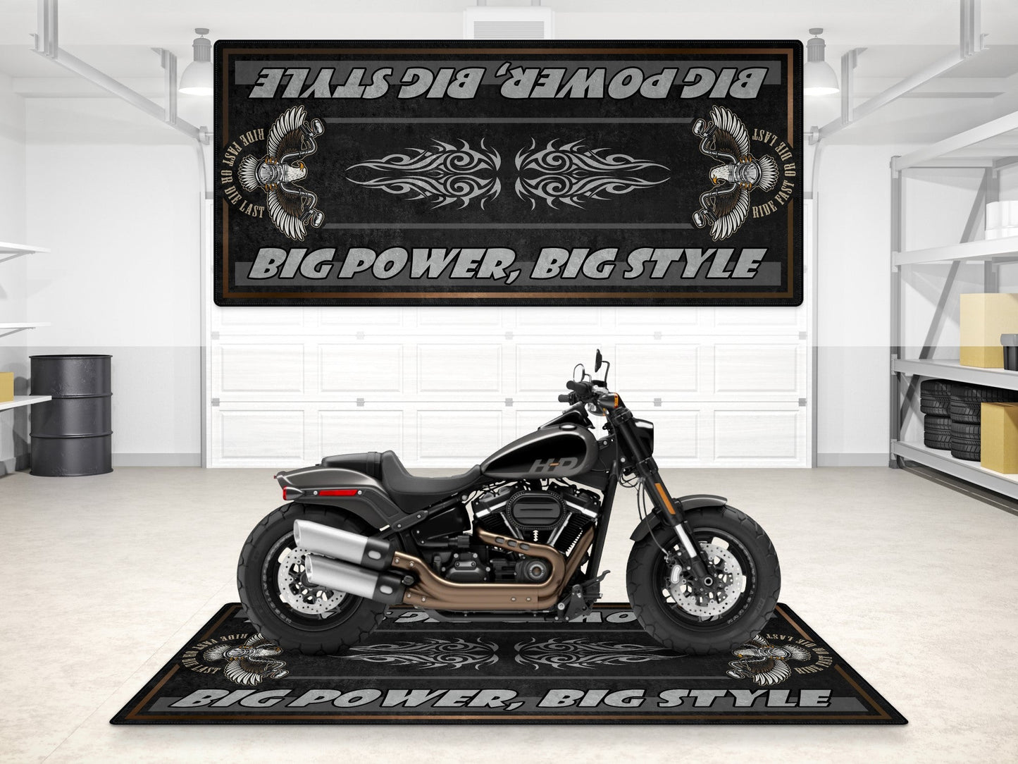 MPM Motorcycle Mat for Cruiser Motorcycle "Big Power, Big Style" - MM7305