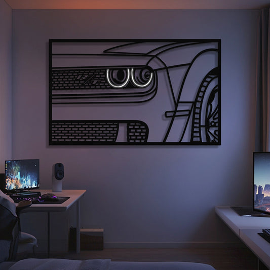 2023 Challenger R/T Apex Front View Metal Neon Frame Wall Art - MT1476