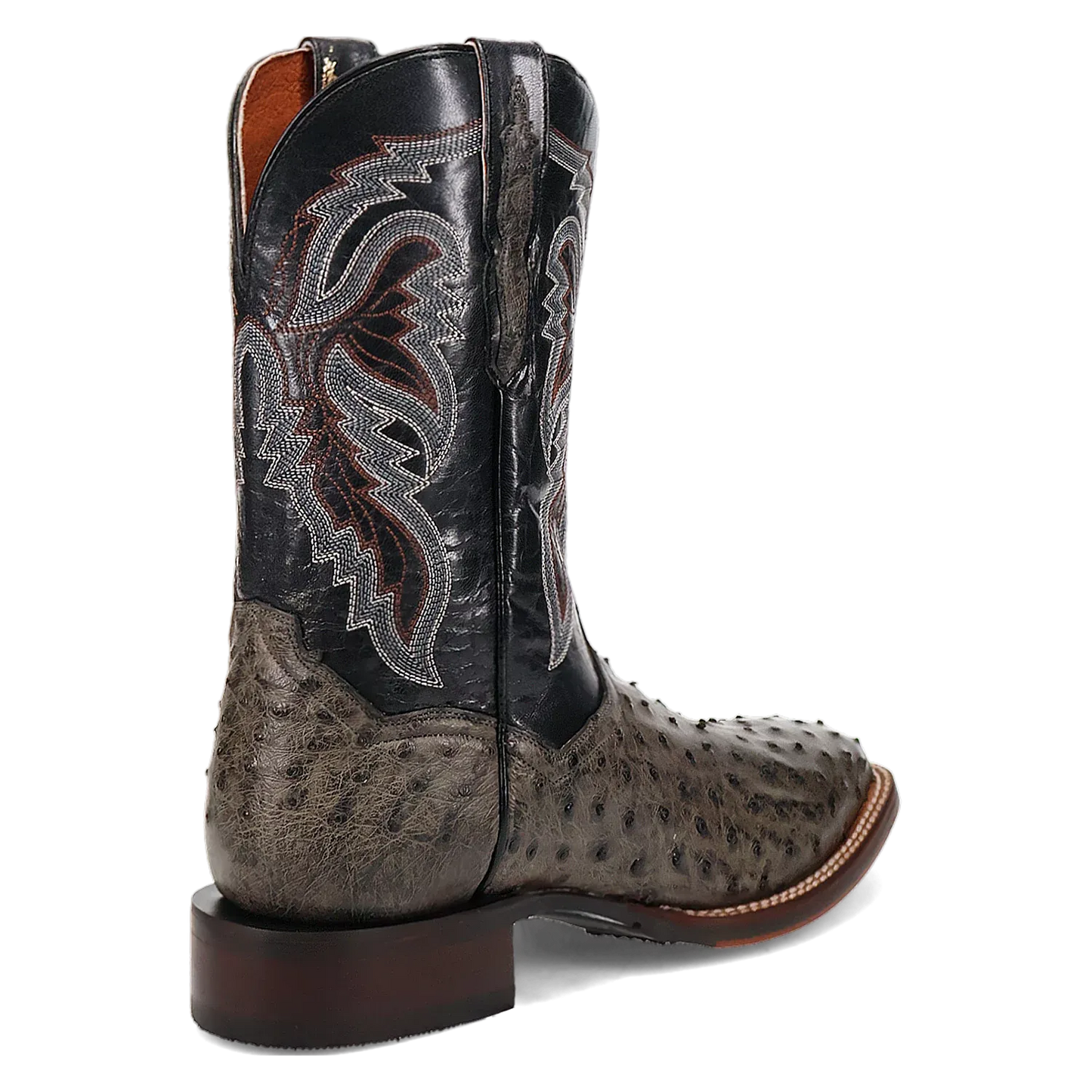 Dan Post Alamosa (Grey/Black)  - Men's Ostrich Skin Leather Cowboy Boots