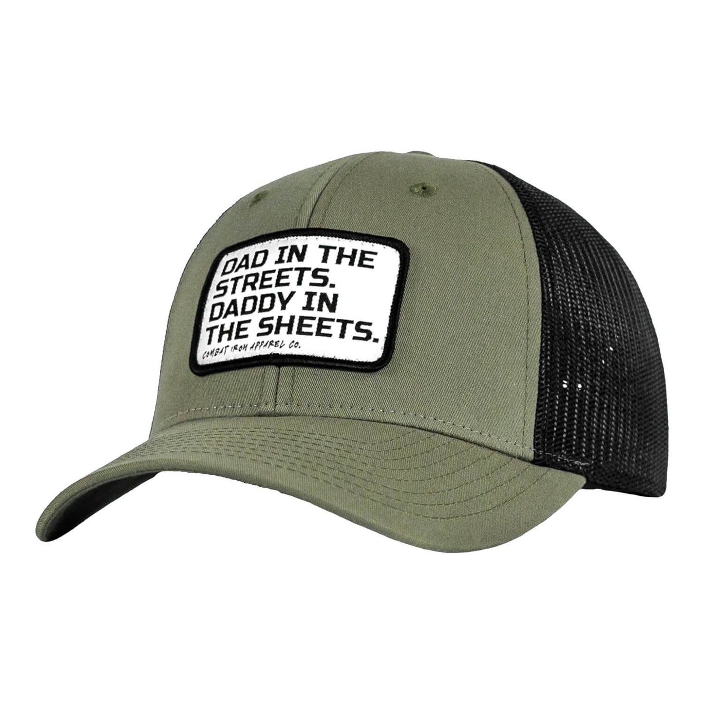 Dad In The Streets. Daddy In The Sheets. White Patch Snapback Hat