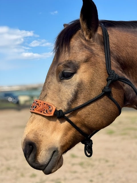 Bronc Halter with Tooled Cross Noseband
