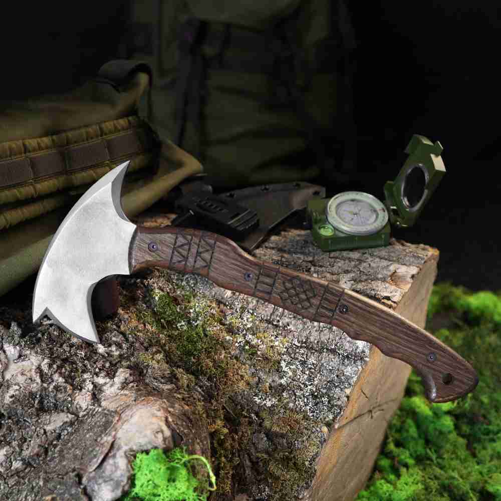 Handcrafted tomahawk "Takoda" with tribal engraving