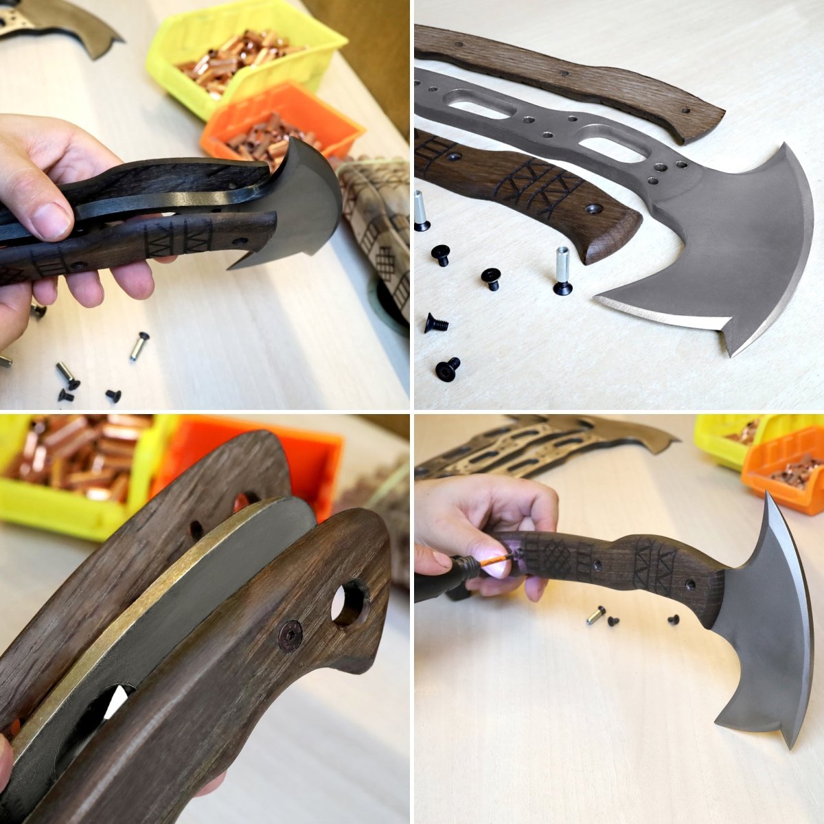 Handcrafted tomahawk "Takoda" with tribal engraving