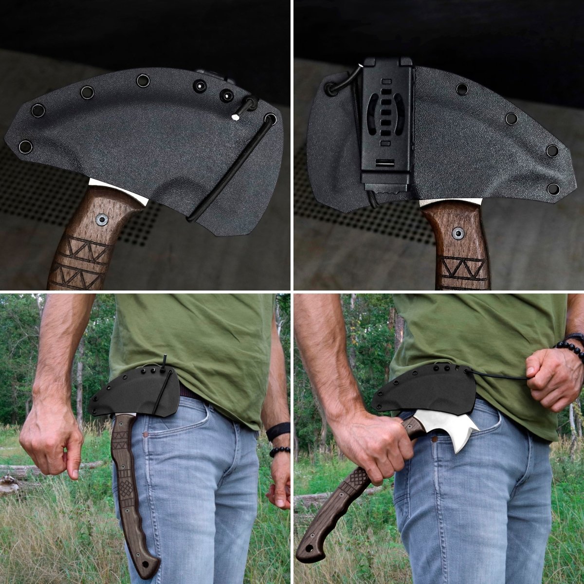 Handcrafted tomahawk "Takoda" with tribal engraving