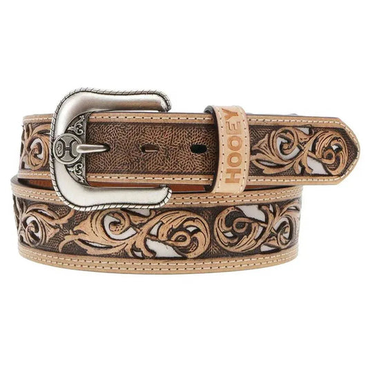 HOOey "Top Notch" Hand Tooled (Natural/Ivory) - Men's Leather Belt