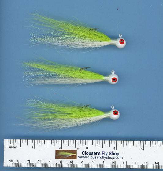Bucktail Jigs 3 pak with Painted Heads & Eyes 1/4 oz