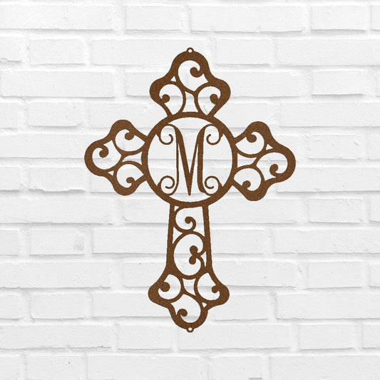 Initial Cross Personalized Gifts - Custom Metal Sign