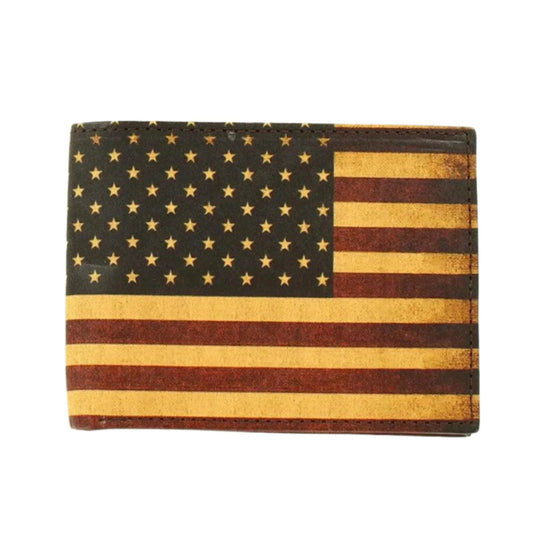 Nocona Bifold Vintage USA Flag-Leather Wallet