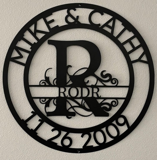 Name Sign - Custom Metal Sign, Split Letter, Wedding Gift