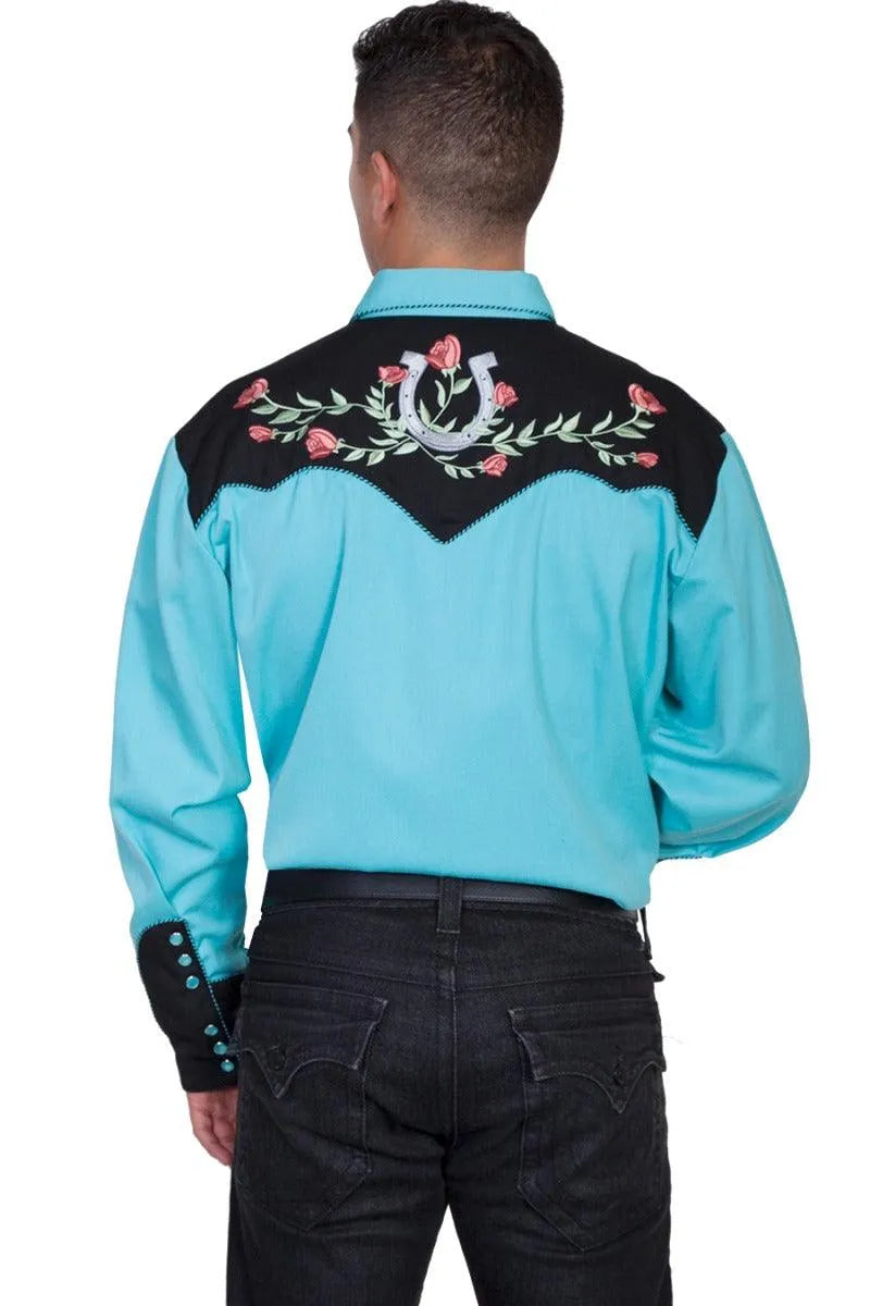 Scully Horseshoe and Roses - Men's Western Shirt